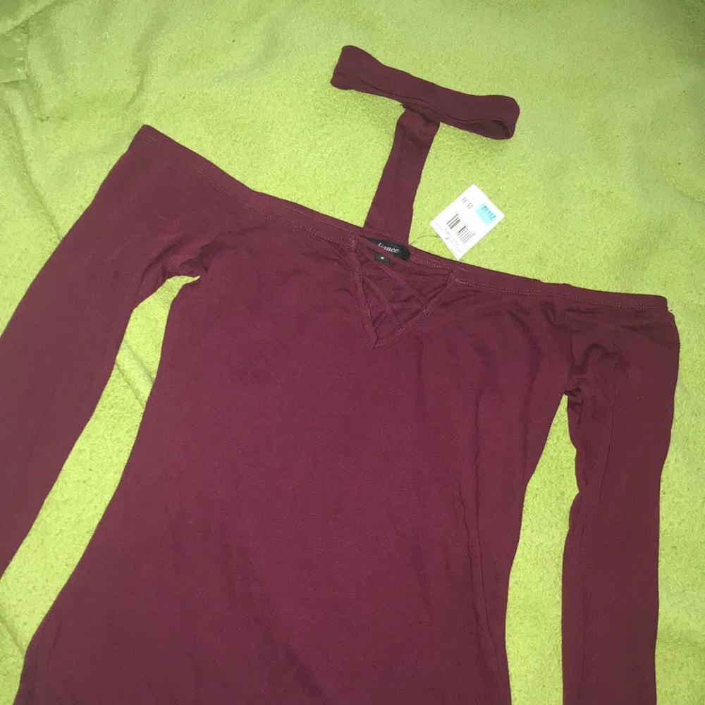 Burgundy Off Shoulder Top